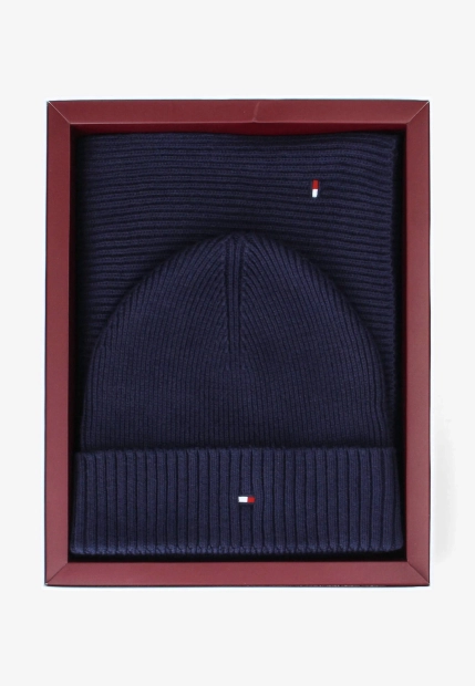 KOMPLET MĘSKI CZAPKA I SZLIK Z DOMIESZKĄ KASZMIRU TOMMY HILFIGER AM0AM13807C
