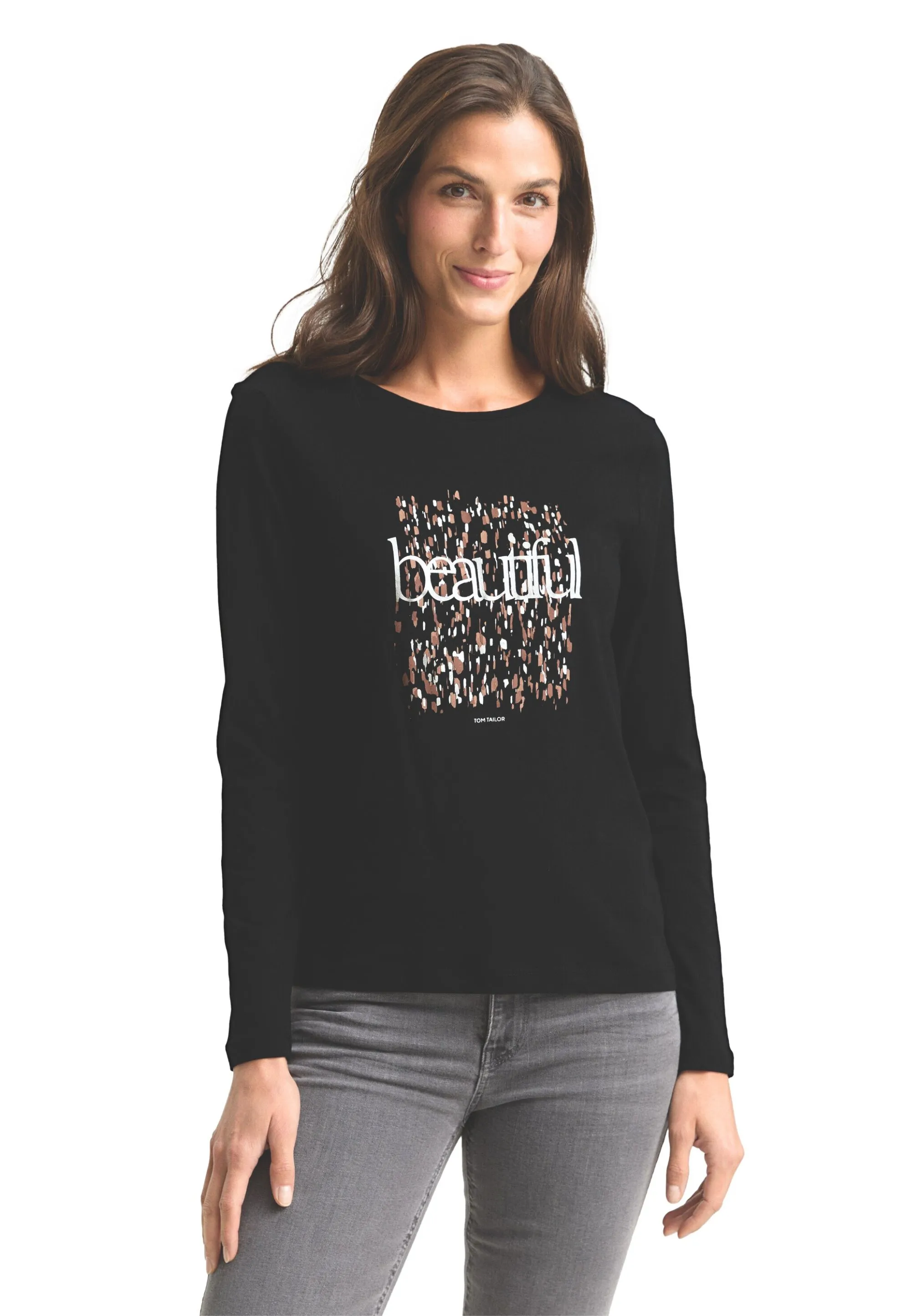 BAWEŁNIANY T-SHIRT DAMSKI Z DŁUGIM RĘKAWEM TOM TAILOR 1048951