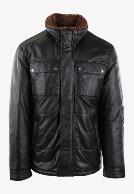 OCIEPLANA KURTKA SKÓRZANA MĘSKA BUGATTI 225 064