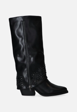 KOZAKI KOWBOJKI DAMSKIE ZE SKÓRY EKOLOGICZNEJ Z OZDOBNĄ CHOLEWKĄ CLYO H2515Y 19