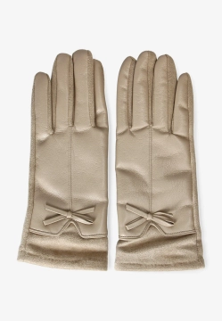 RĘKAWICZKI DAMSKIE Z MIĘKKIEJ SKÓRY EKOLOGICZNEJ I MATERIAŁU DIANA & CO DND8635