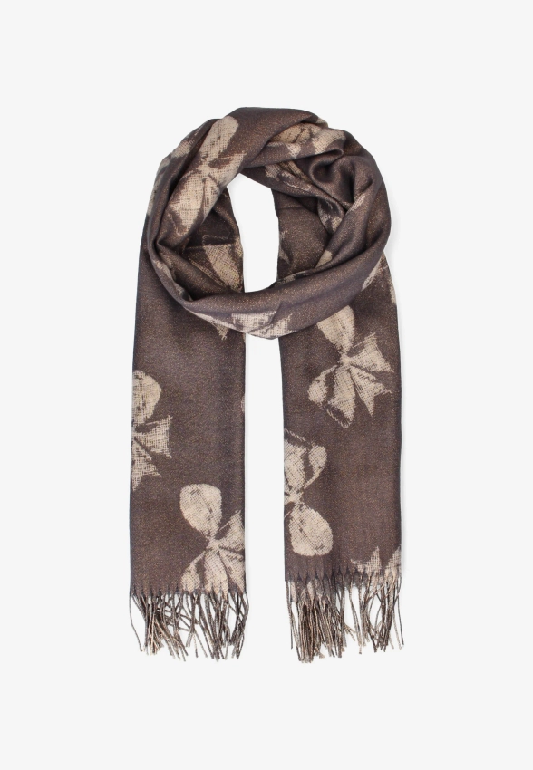 SZAL DAMSKI Z WISKOZY I WEŁNY FRĘDZLAMI YIND1651