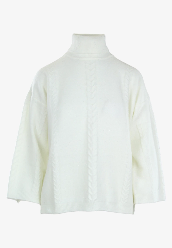 GOLF DAMSKI OZDOBIONY CEKINAMI W WARKOCZOWY WZÓR Z DOMIESZKĄ WEŁNY EMME MARELLA LIDO