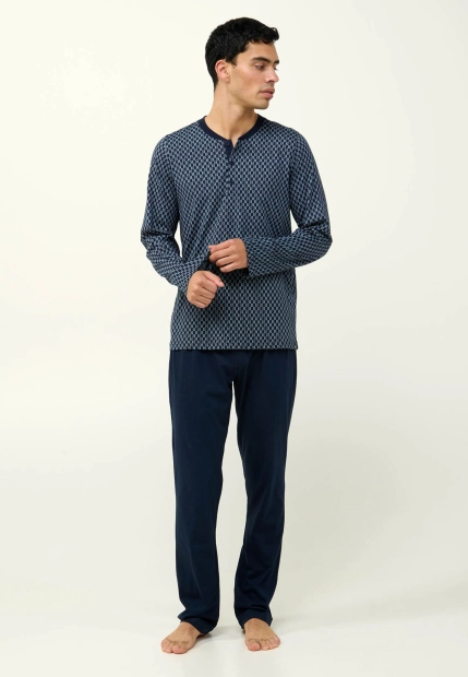 PIŻAMA MĘSKA Z BAWEŁNY ZAPINANA NA GUZIKI VAMP 23670