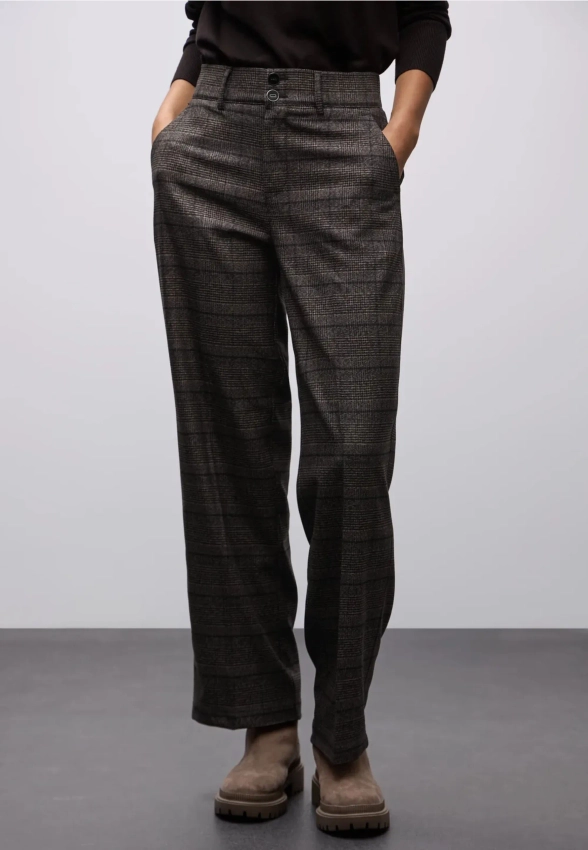 SPODNIE DAMSKIE Z DOMIESZKĄ WISKOZY W KRATĘ STREET ONE 4 QR380089