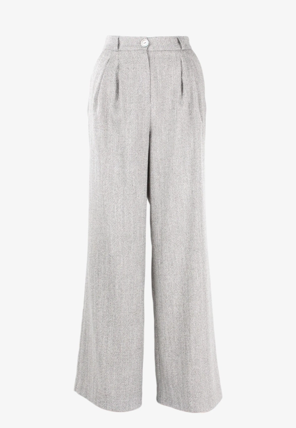 SZEROKIE SPODNIE DAMSKIE Z DOMIESZKĄ WISKOZY Z WZOREM W JODEŁKĘ ZAPS VERCELLI