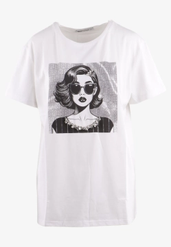 T-SHIRT DAMSKI Z KRÓTKIM RĘKAWEM OZDOBIONY KAMIENIAMI ARTIGLI ACTS003264