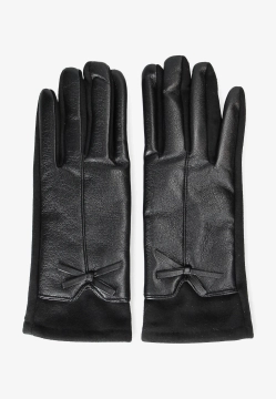 RĘKAWICZKI DAMSKIE Z MIĘKKIEJ SKÓRY EKOLOGICZNEJ I MATERIAŁU DIANA & CO DND8635