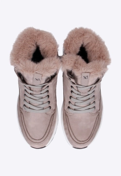 SKÓRZANE BOTKI DAMSKIE Z OZDOBNYM FUTERKIEM CAPRICE 9-26210-29