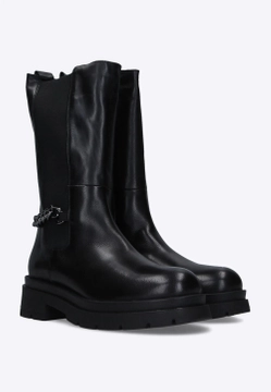 WYSOKIE BOTKI DAMSKIE SKÓRZANE OZDOBIONE ŁAŃCUSZKIEM QUEEN HELENA SHOES QH22S278