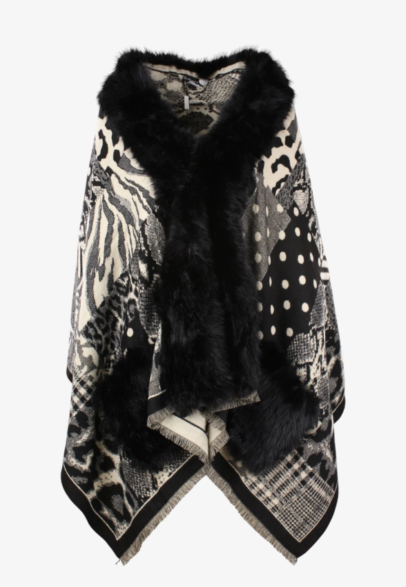 PONCZO DAMSKIE Z SZTUCZNYM FUTERKIEM GIAN MARCO VENTURI 63205