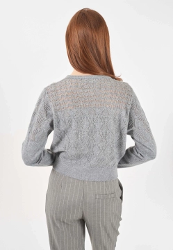 AŻUROWY SWETER DAMSKI YES ZEE M018 IQ00