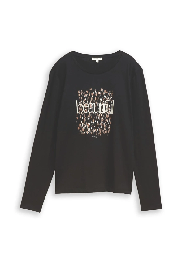 BAWEŁNIANY T-SHIRT DAMSKI Z DŁUGIM RĘKAWEM TOM TAILOR 1048951