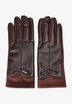 RĘKAWICZKI DAMSKIE Z MIĘKKIEJ SKÓRY EKOLOGICZNEJ I MATERIAŁU DIANA & CO DND8635