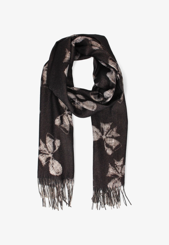 SZAL DAMSKI Z WISKOZY I WEŁNY FRĘDZLAMI YIND1651