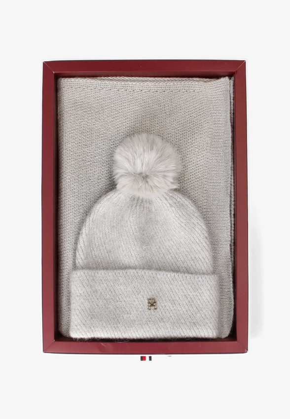 KOMPLET DAMSKI CZAPKA I SZLIK Z DOMIESZKĄ WEŁNY I ALPAKI TOMMY HILFIGER AW0AW17995C