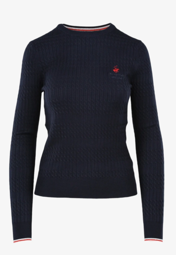 SWETER DAMSKI Z WARKOCZOWYM SPLOTEM BEVERLY HILLS POLO CLUB M537390