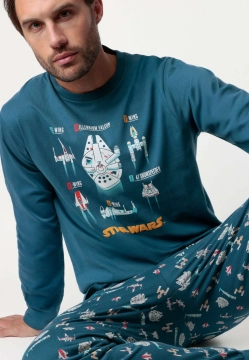 BAWEŁNIANA PIŻAMA MĘSKA Z DŁUGIM RĘKAWEM ADMAS Z KOLEKCJI STAR WARS 63499