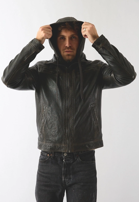 KURTKA MĘSKA SKÓRZANA Z ODPINANĄ WSTAWKĄ Z KAPTUREM DONDERS 52425