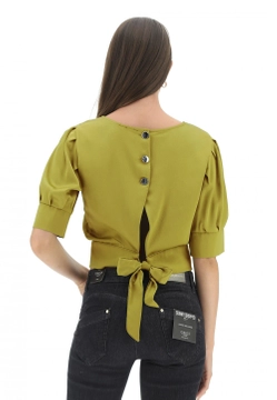 BLUZKA DAMSKA Z ROZCIĘCIEM Z TYŁU I WIĄZANIEM EKS CS1601 DD29