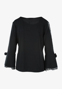 BLUZKA DAMSKA Z KORONKOWĄ WSTAWKĄ NA RĘKAWIE BLUE ENEMY NAI1588