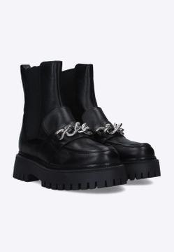 BOTKI DAMSKIE SKÓRZANE Z OZDOBNYM ŁAŃCUSZKIEM SHOELAB WH401 H26