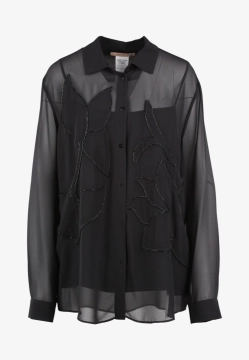 KOSZULA DAMSKA Z ŻORŻETY Z HAFTEM I APLIKACJĄ Z KORALIKÓW PENNYBLACK AGONE