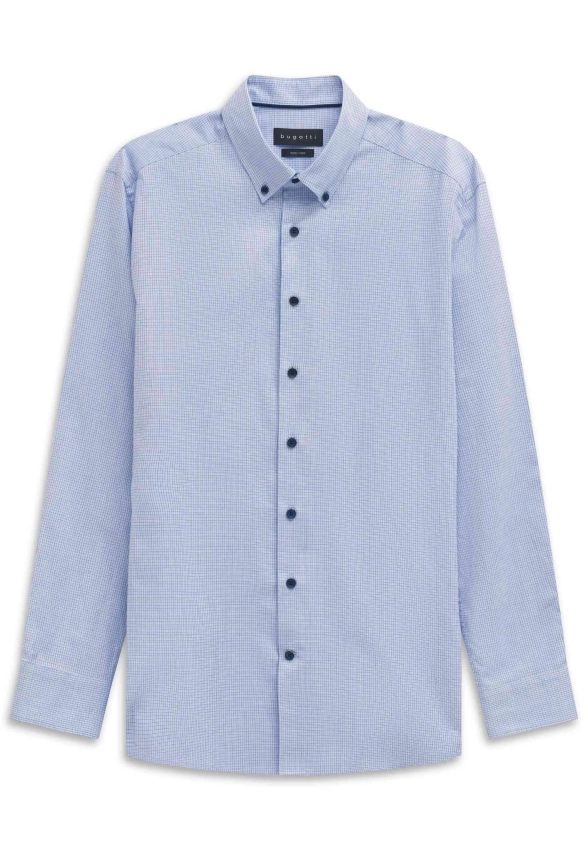 KOSZULA MĘSKA Z DŁUGIM RĘKAWEM W DROBNĄ KRATĘ BUGATTI 9350 88407D