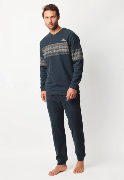 CIEPŁA PIŻAMA MĘSKA Z DŁUGIM RĘKAWEM ADMAS 63802