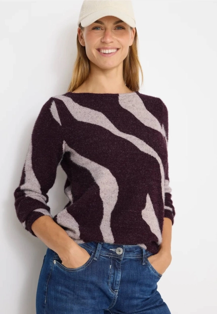 SWETER DAMSKI Z WZOREM NA CAŁEJ POWIERZCHNI CECIL 4 TOS324143