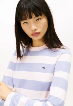 T-SHIRT DAMSKI Z DŁUGIM RĘKAWEM W PASY TOMMY JEANS DW0DW21835