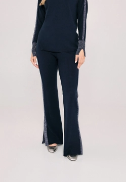 SPODNIE-DZWONY DAMSKIE Z BŁYSZCZĄCYM LAMPASEM ANCORA EBRO