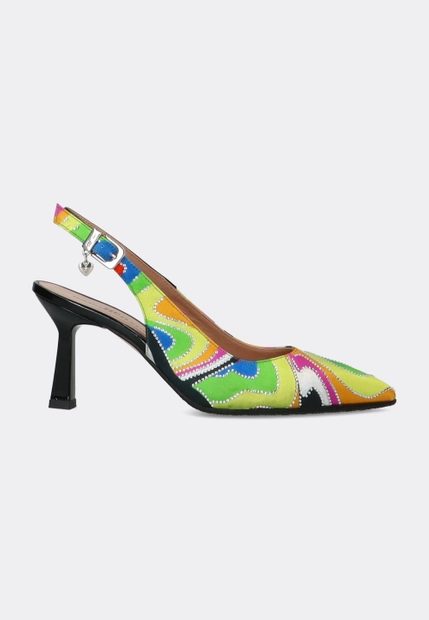 WZORZYSTE SZPILKI DAMSKIE Z ODKRYTĄ PIĘTĄ ILASIO RENZONI 6787