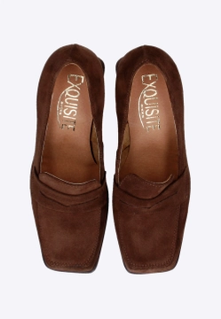 MOKASYNY DAMSKIE ZE SKÓRY ZAMSZOWEJ NA OBCASIE EXQUISITE 1357