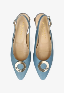 SKÓRZANE CZÓŁENKA DAMSKIE Z ODKRYTĄ PIĘTĄ BRUNATE 31253