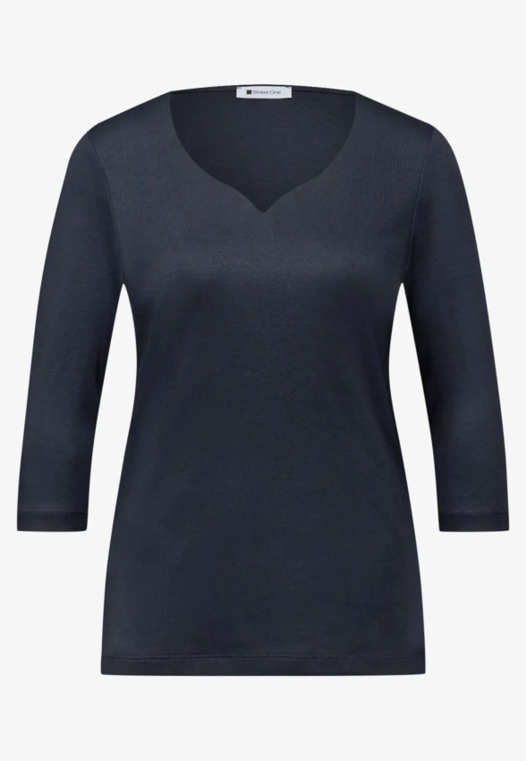 T-SHIRT DAMSKI Z DEKOLTEM W KSZTAŁCIE SERCA STREET ONE 1 QR324527