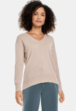 SWETER Z DEKOLTEM W SEREK Z WEŁNY Z DOMIESZKĄ KASZMIRU GERRY WEBER 770529-44709