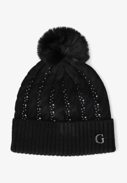 CZAPKA DAMSKA Z POMPONEM OZDOBIONA CYRKONIAMI GUESS AW5385 POL01