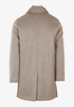 JEDNORZĘDOWY PŁASZCZ MĘSKI Z DZIANIANY TECHNICZNEJ Z PIKOWANĄ WSTAWKĄ UNITY COAT