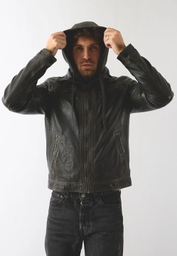 KURTKA MĘSKA SKÓRZANA Z ODPINANĄ WSTAWKĄ Z KAPTUREM DONDERS 52425