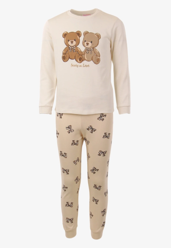 BAWEŁNIANA PIŻAMA DZIEWCZĘCA Z NADRUKIEM W MISIE I KOKARDKI Z ORIGINAL MARINES DFA3782FA