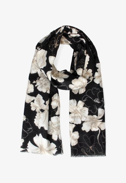 SZAL DAMSKI W KWIATOWY WZÓR Z WISKOZY S-113118