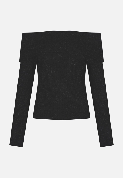 SWETER DAMSKI Z ODKRYTYMI RAMIONAMI PRZEPLATANY BŁYSZCZĄCĄ NITKĄ ARTIGLI ACMA003599