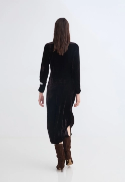 AKSAMITNA SUKIENKA DAMSKA MIDI Z DŁUGIM RĘKAWEM YERSE 43674
