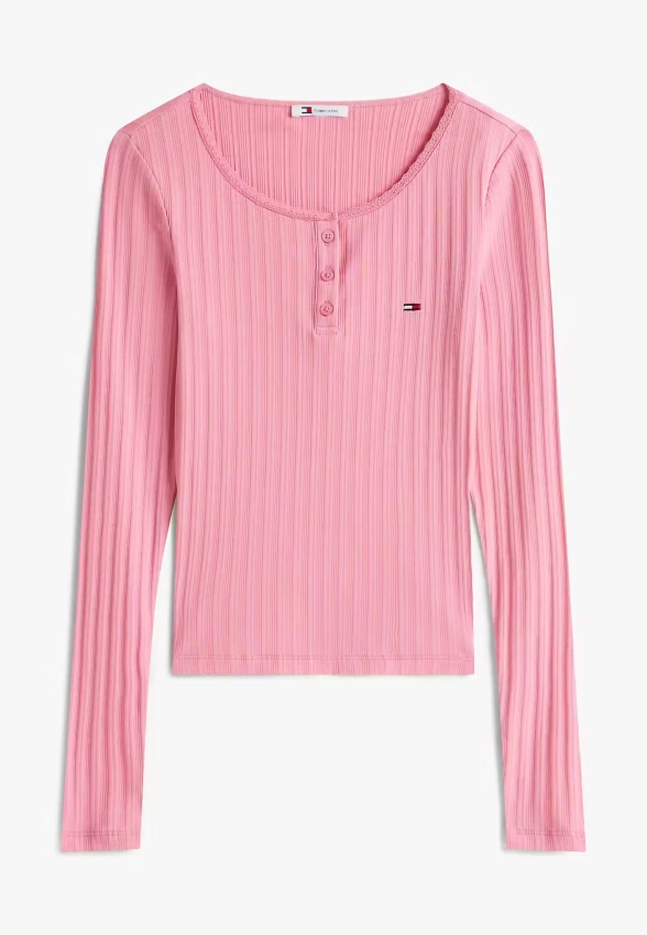 T-SHIRT DAMSKI Z DŁUGIM RĘKAWEM I KORONKOWYM WYKOŃCZENIEM TOMMY JEANS DW0DW21575