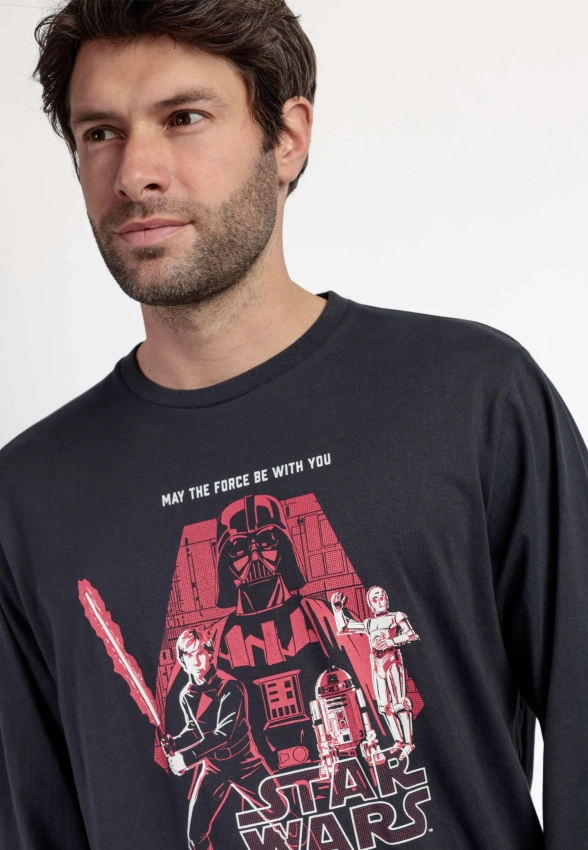 BAWEŁNIANA PIŻAMA MĘSKA Z DŁUGIM RĘKAWEM STAR WARS ADMAS 63478