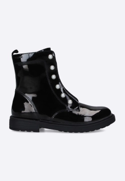 BOTKI DZIEWCZĘCE ZE SKÓRY EKOLOGICZNEJ LAKIEROWANEJ Z OZDOBNYMI PEREŁKAMI GEOX J269QG 000HH