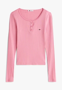 T-SHIRT DAMSKI Z DŁUGIM RĘKAWEM I KORONKOWYM WYKOŃCZENIEM TOMMY JEANS DW0DW21575