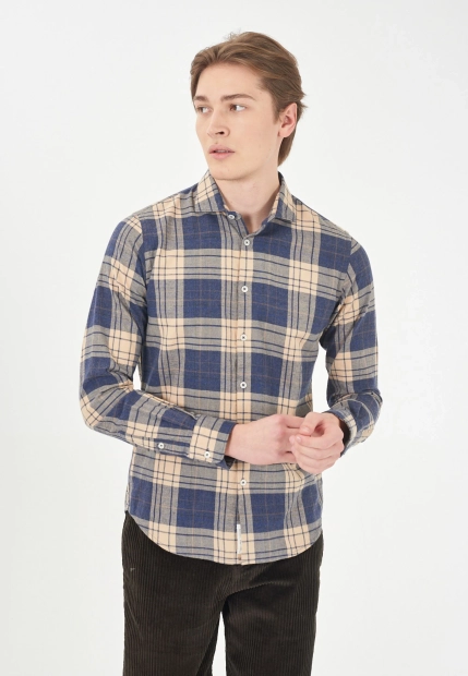 KOSZULA MĘSKA Z DŁUGIM RĘKAWEM W KRATĘ YES ZEE C809 OY00