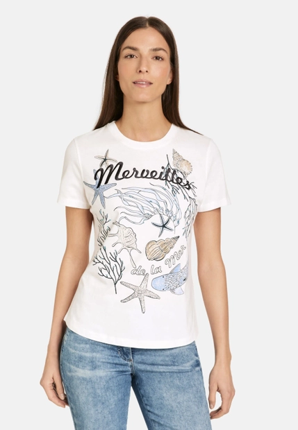 T-SHIRT DAMSKI Z MORSKIM NADRUKIEM GERRY WEBER 270023-44027